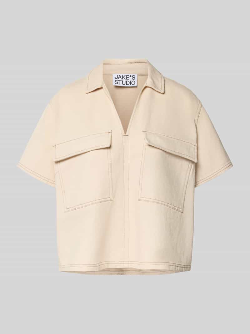 JAKE*S STUDIO WOMAN Relaxed fit jeansblouse met klepzakken op de borst