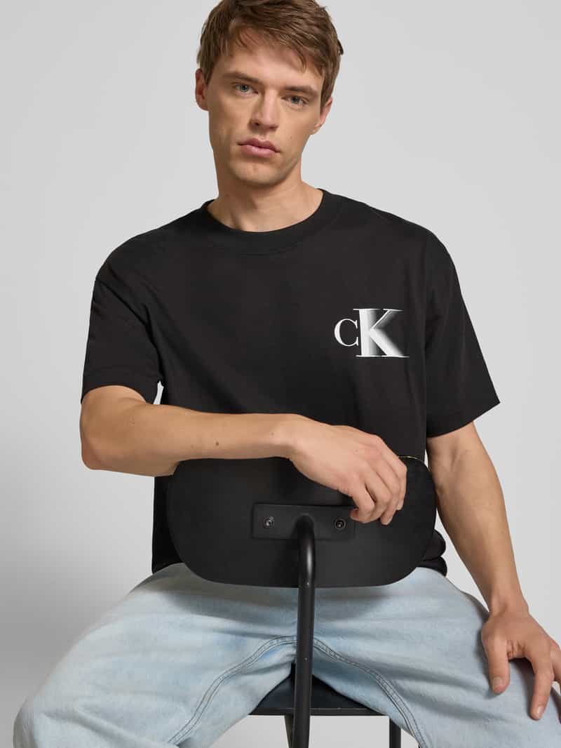 Calvin Klein Jeans T-shirt met labelprint en ronde hals