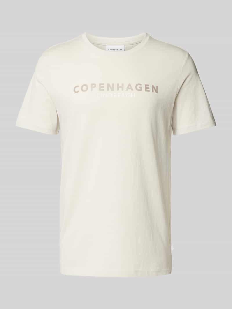 Lindbergh T-shirt met labelprint met statement, model 'EARN'