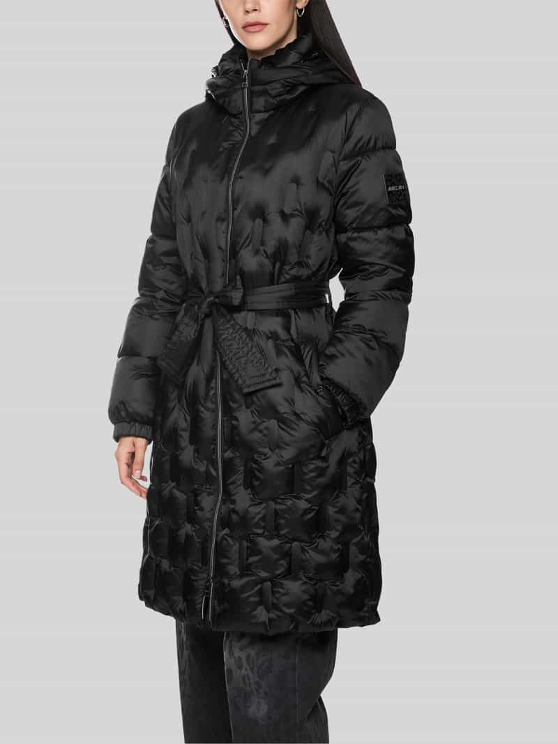 Marc Cain Regular fit gewatteerde mantel met tailleriem 'OUTDOOR'