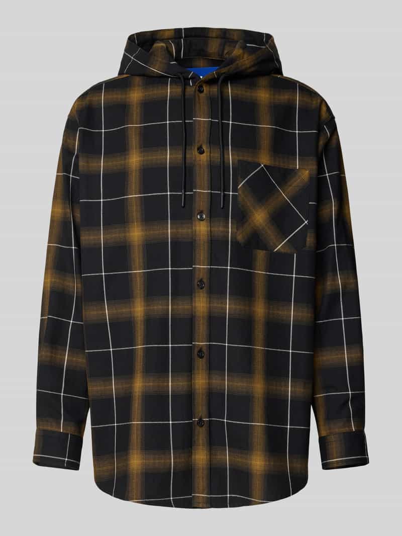 Hugo Blue Oversized overhemdjack van zuiver katoen model 'EBHOOD'