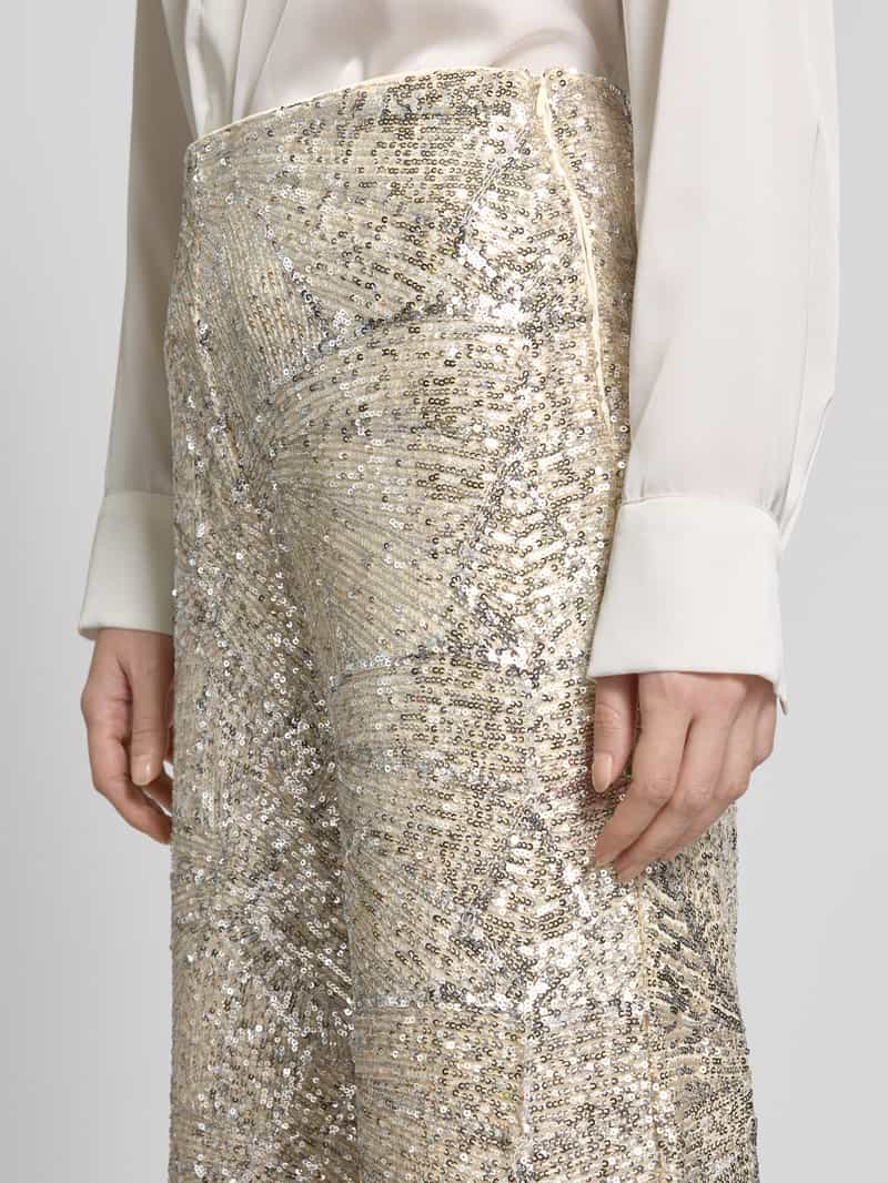 Ichi Wide leg stoffen broek met pailletten model 'FAUCA'