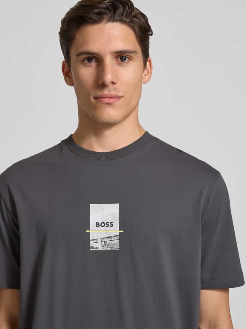 BOSS Green Regular fit T-shirt van katoenmix