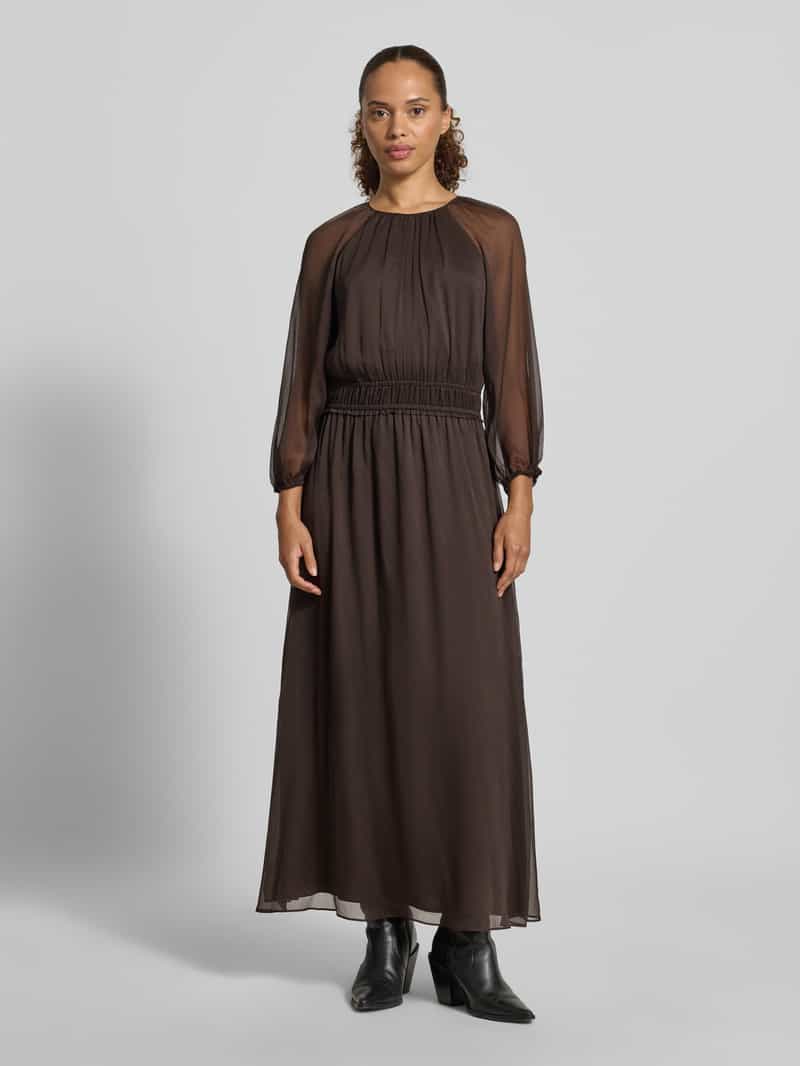 Comma Maxijurk in semitransparant design donkerbruin, foto 3