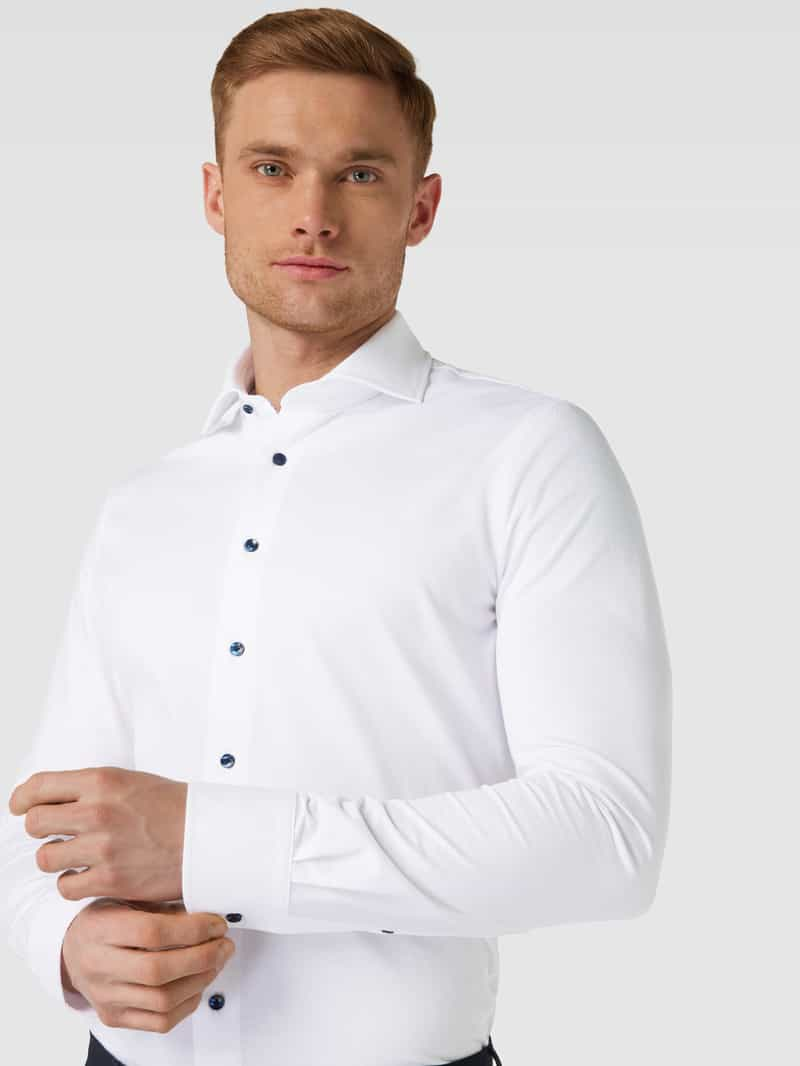 Profuomo Slim fit zakelijk overhemd met haaikraag