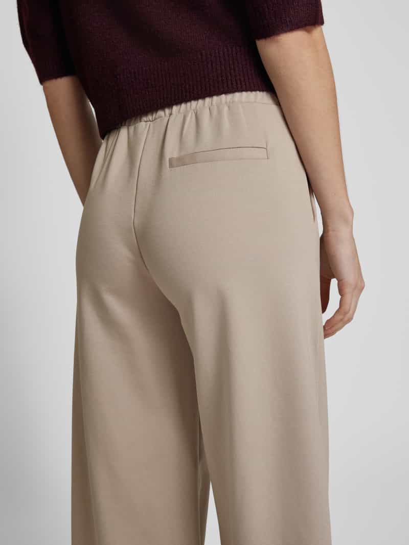 Ichi Wide leg stoffen broek met bandplooien model 'Kate'