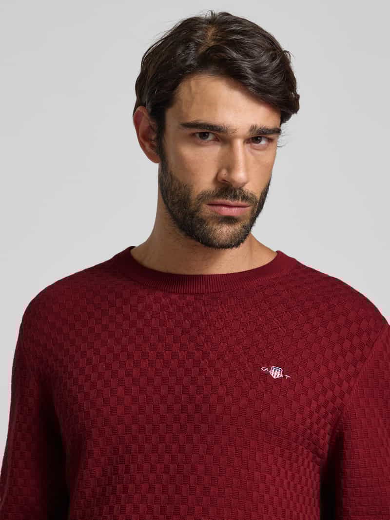 Gant Gebreide pullover met ronde hals en logostitching