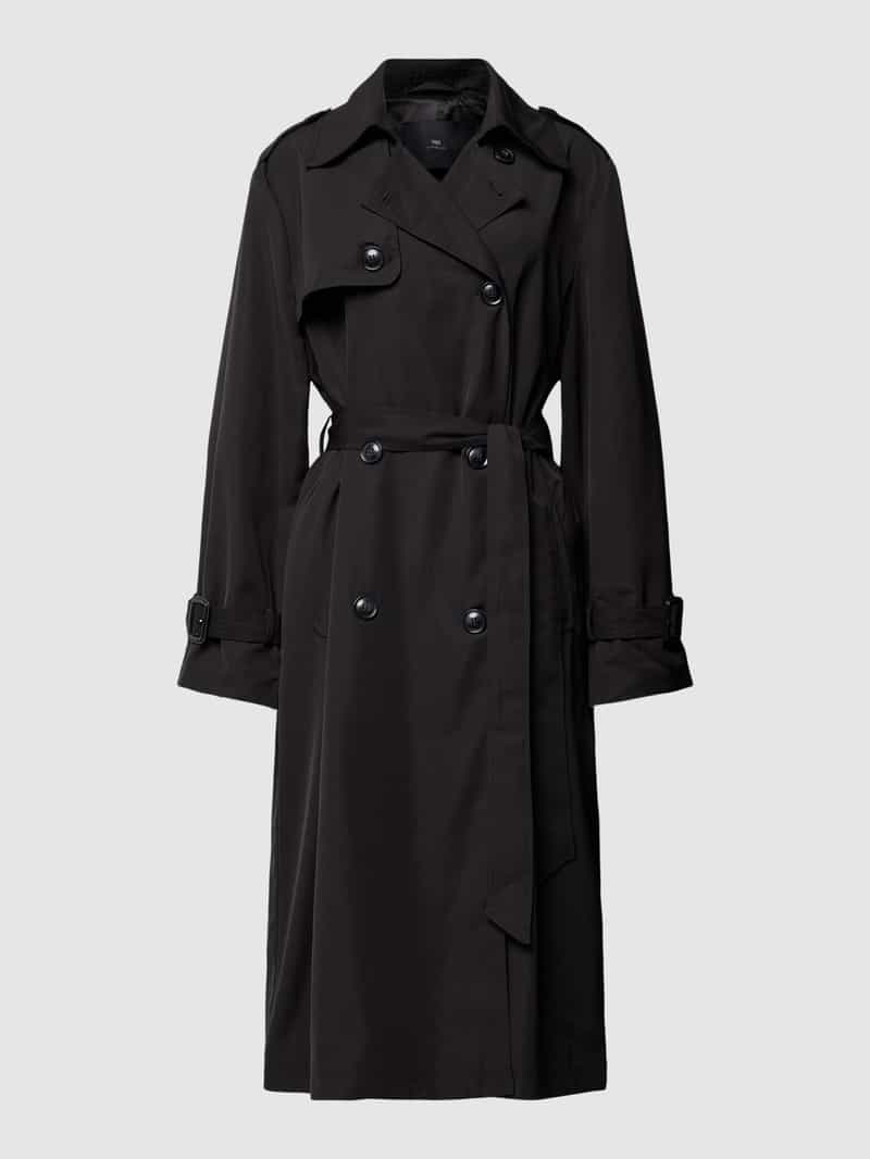 WITHBLACK Lange jas met stoffen ceintuur