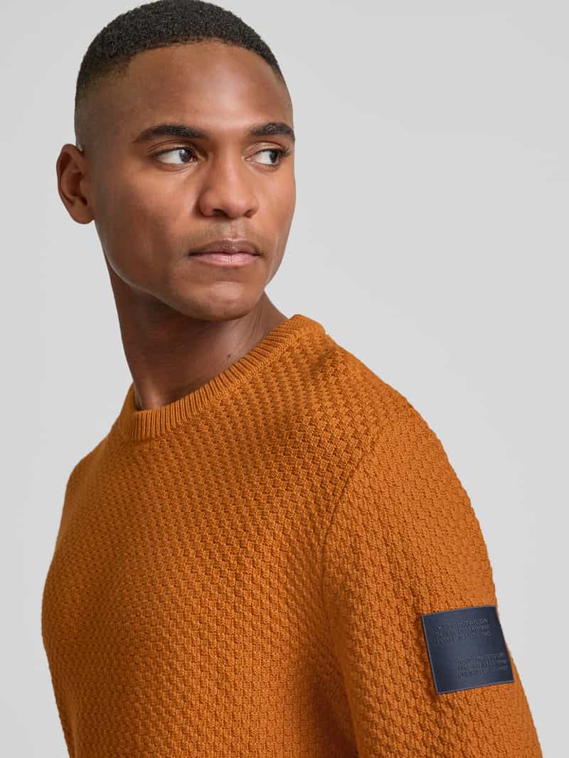Tom Tailor Regular fit gebreide pullover van puur katoen met breipatroon