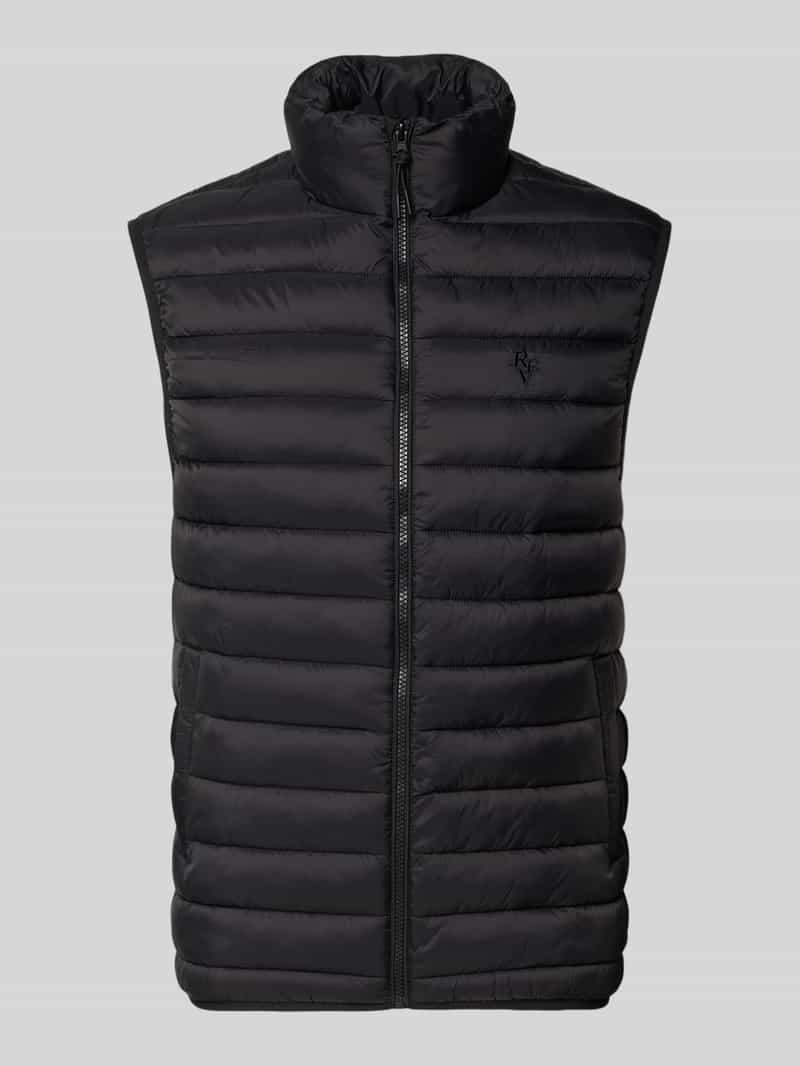 Bodywarmer met opstaande kraag en labelstitching
