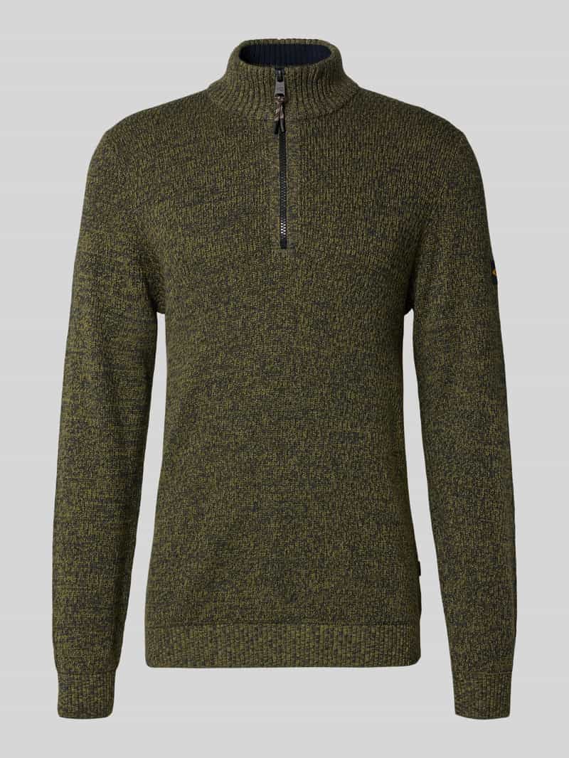 camel active Slim fit schipperstrui met ritssluiting model 'Mouline'