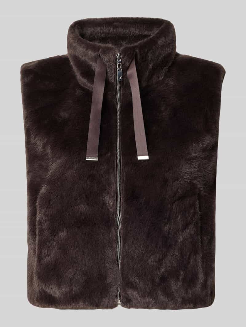 Monari Bodywarmer van imitatiebont met opstaande kraag en ritssluiting