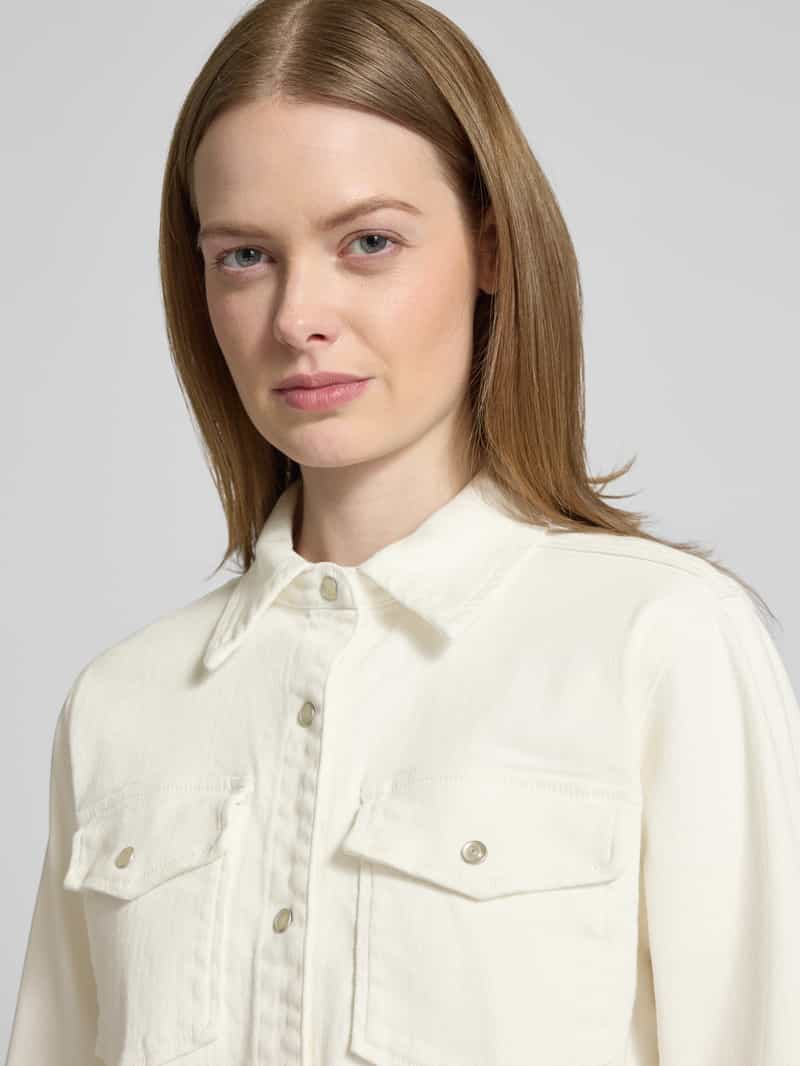 My Essential Wardrobe Relaxed fit jeansblouse met paspelzakken op de borst model 'Dagmar'