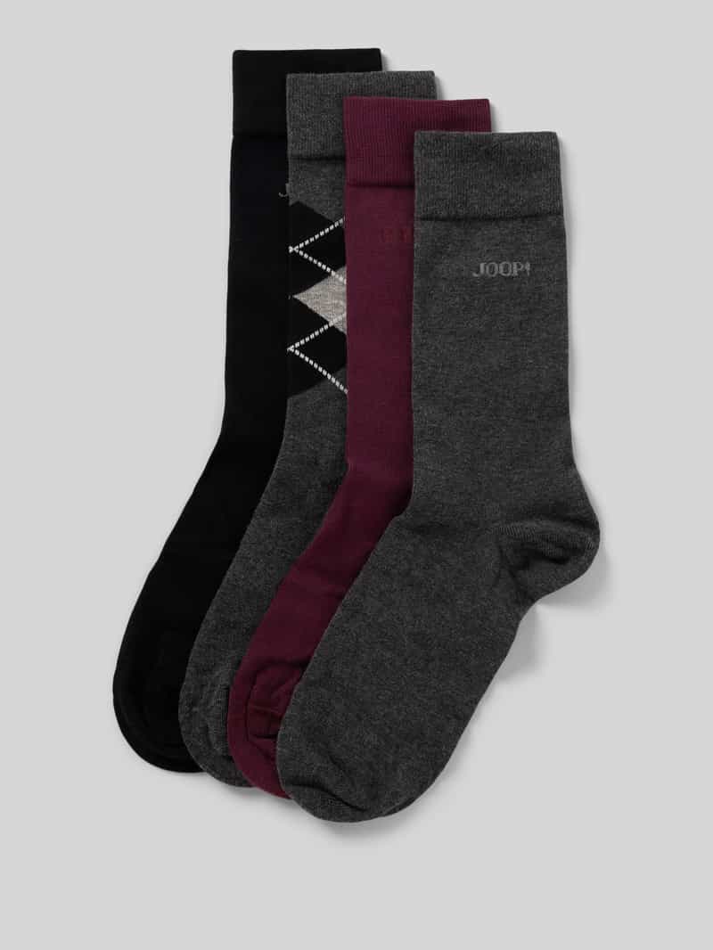 JOOP! Collection Regular fit sokken van wolmix in een set van 4 paar model 'Essentials'