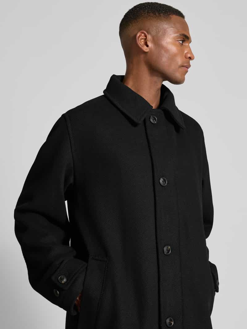 Boss Orange Regular fit lange wollen jas met platte kraag model 'OCOZIER'