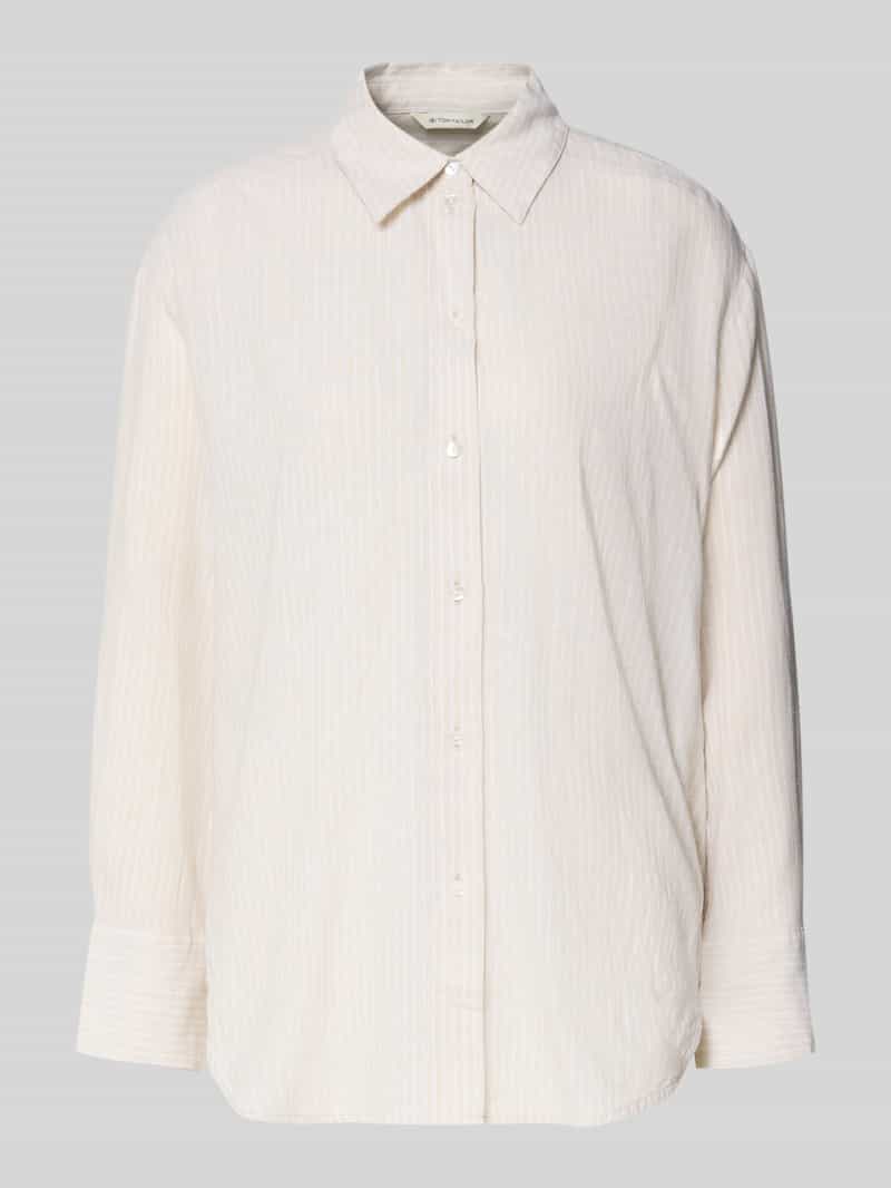 Oversized blouse met lange mouwen van linnen-viscosemix