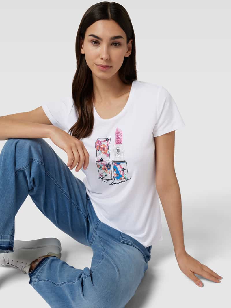 Liu Jo White T-shirt met label- en motiefprint