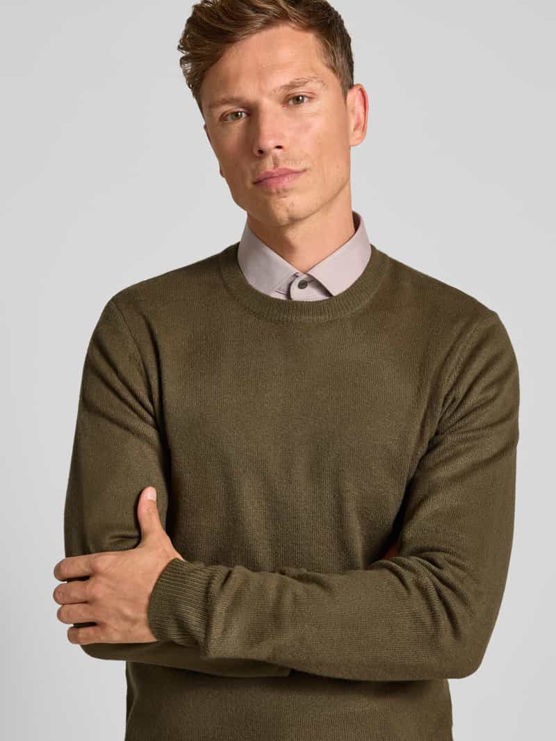casual friday Regular fit gebreide pullover met ronde hals model 'Heine'