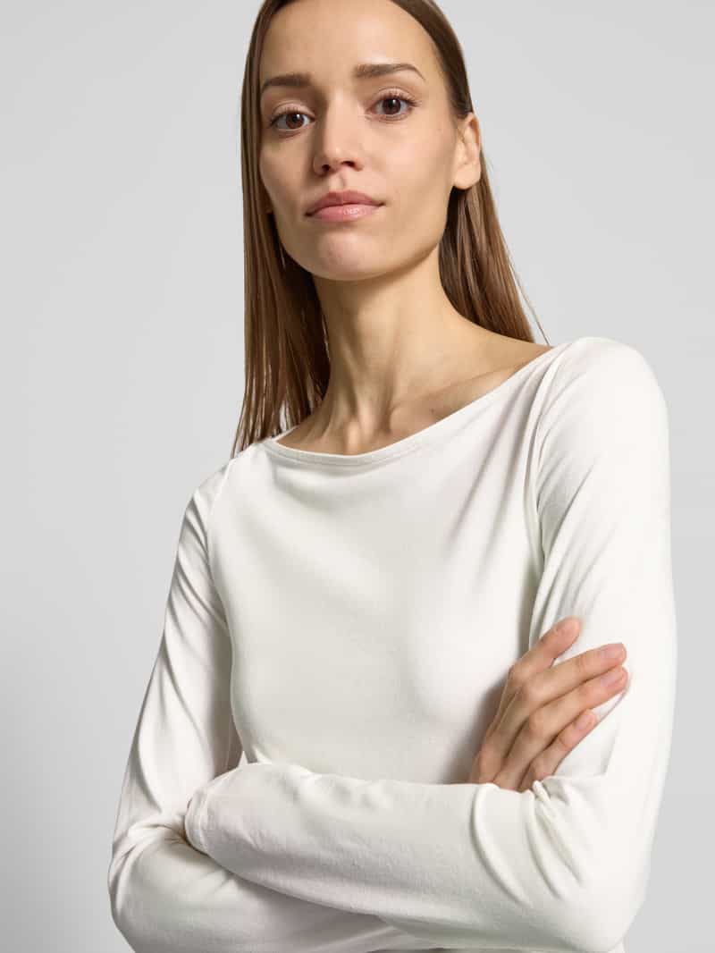 Tom Tailor Denim Shaped fit shirt met lange mouwen van katoenmix met boothals