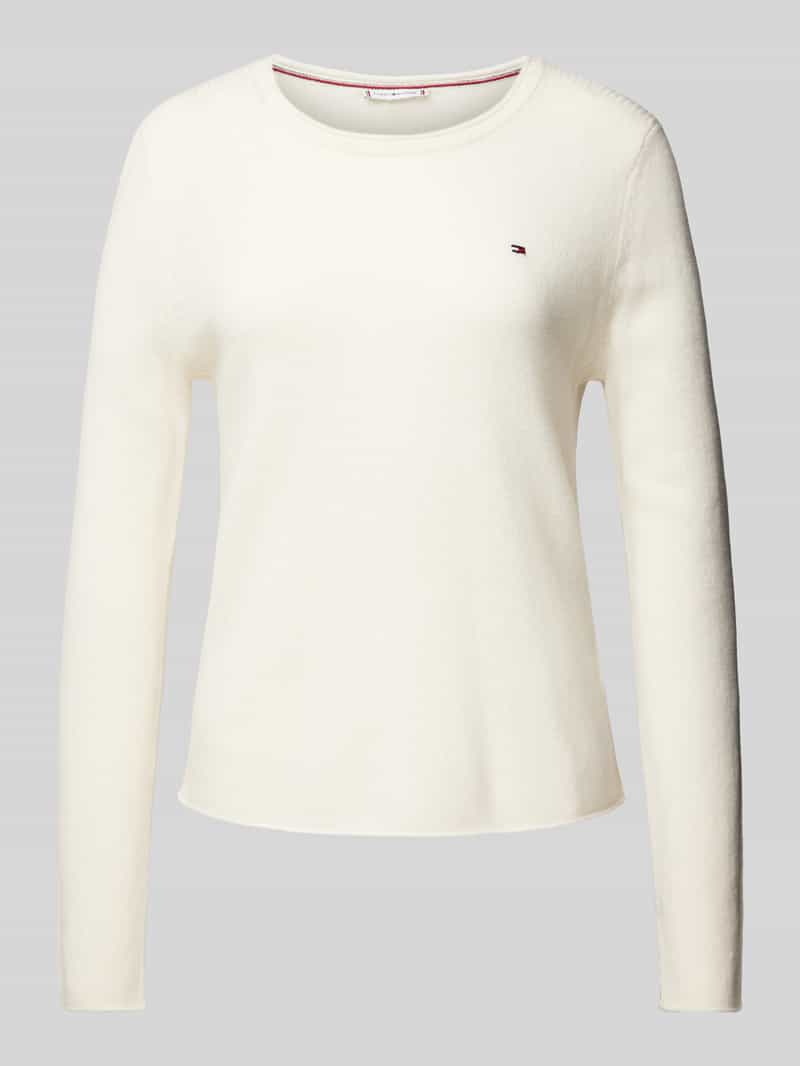 Tommy Hilfiger Gebreide trui SOFT WOOL C-NK SWEATER met logoborduring, van 100% wol
