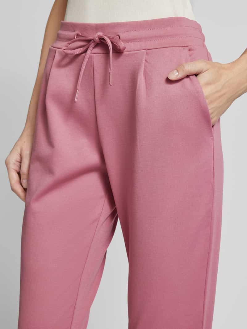 Ichi Slim fit bandplooibroek met elastische band model 'KATE'