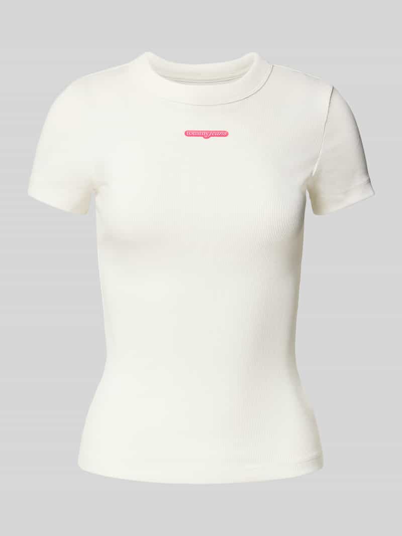 Tommy Jeans Slim fit T-shirt van ribstof