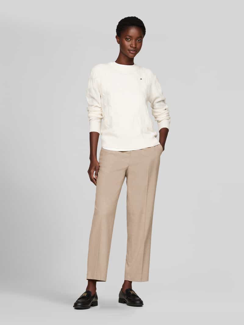 Tommy Hilfiger Regular fit pullover van pure wol ecru, foto 5