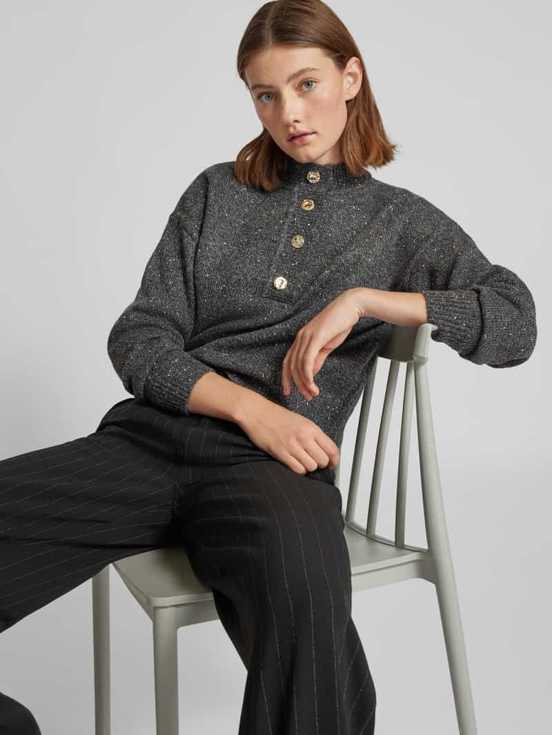 Pieces Regular fit gebreide pullover met wol en effectgaren model 'NALIMA'