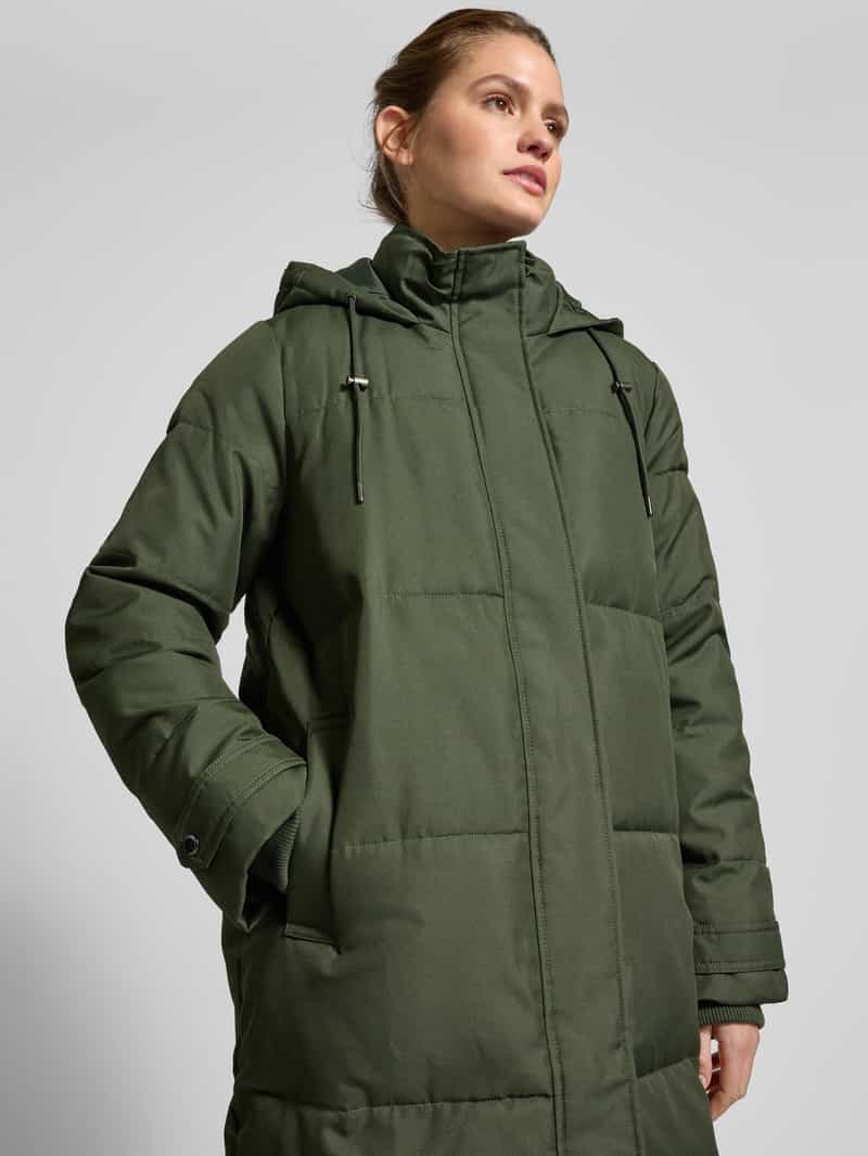 Only Regular fit gewatteerde lange jas met capuchon en tunnelkoord model 'IRENE'