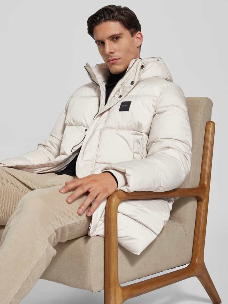 CK Calvin Klein Gewatteerde lange jas met steekzakken