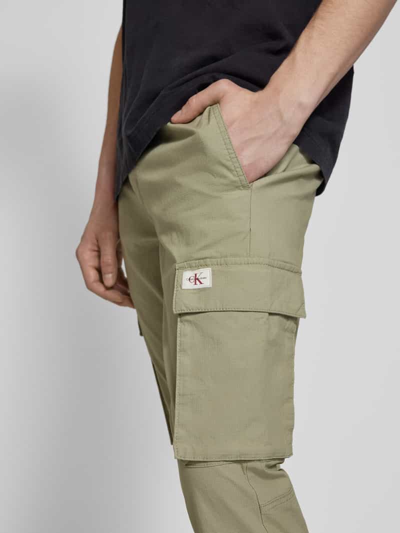 Calvin Klein Jeans Skinny fit cargobroek met labelpatch