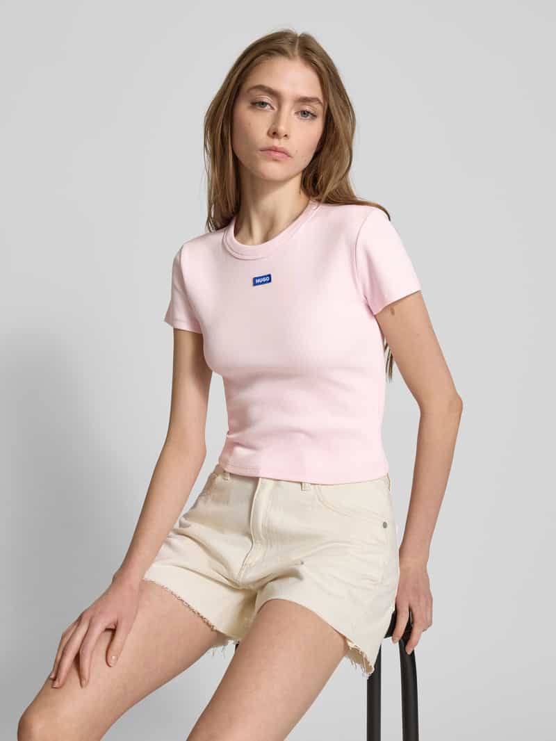 Hugo Blue Kort T-shirt met labelstitching