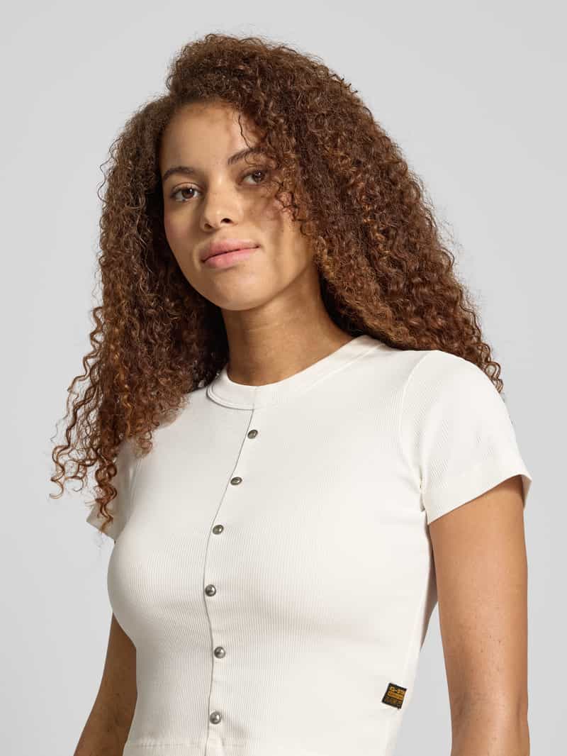 G-Star Raw Kort T-shirt met knoopsluiting model 'Heritage'