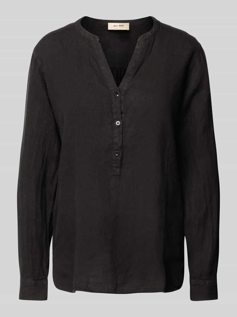 MOS MOSH Regular fit linnen blouse met tuniekkraag model 'Danna'