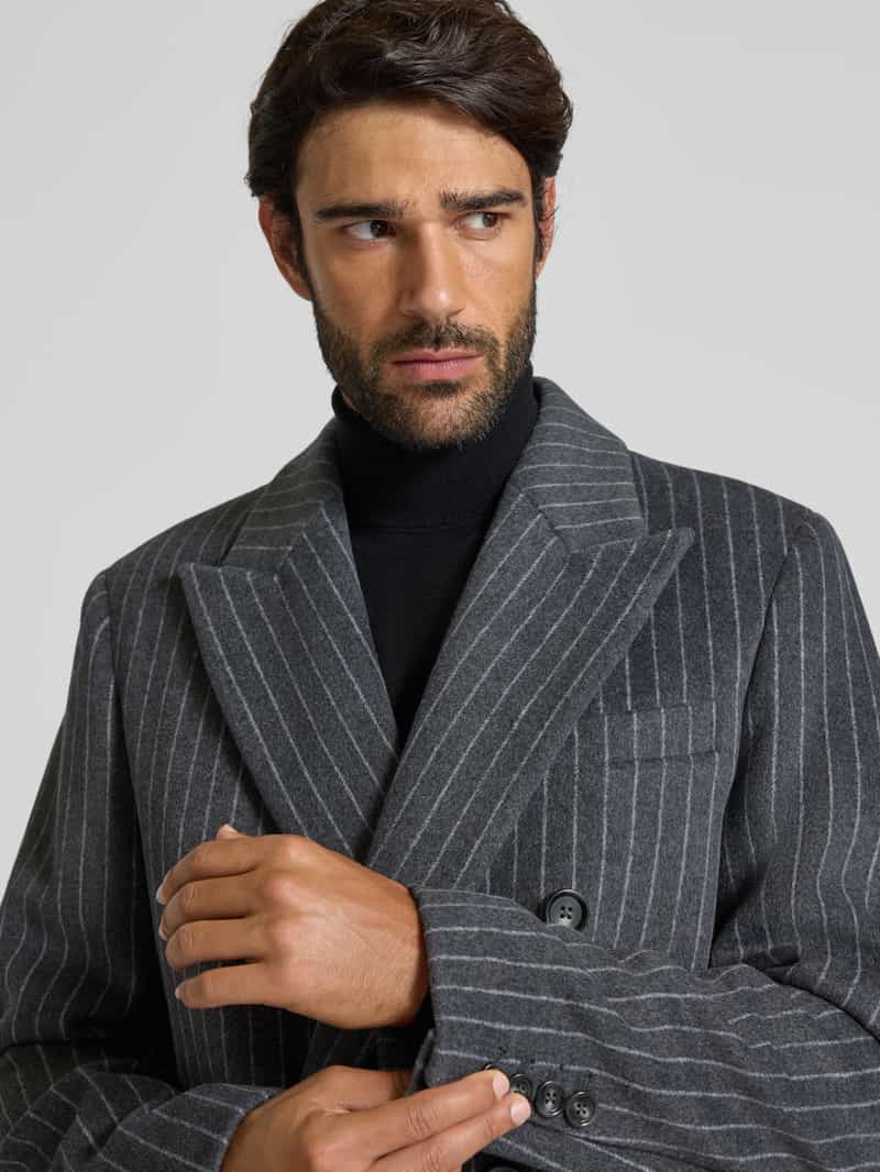 Christian Berg Men Regular fit lange jas met lamswol en viscose
