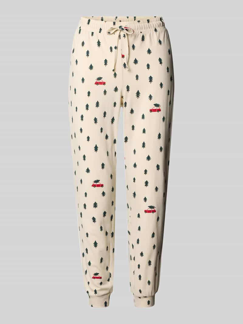 Jake*s Casual Pyjamabroek met elastische band en tunnelkoord