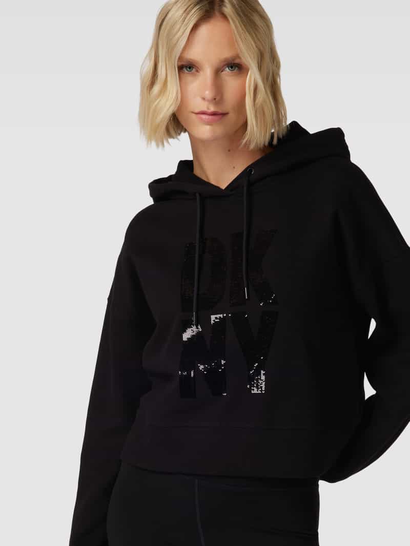 DKNY PERFORMANCE Hoodie met pailletten model 'STACKED SEQUIN LOGO'