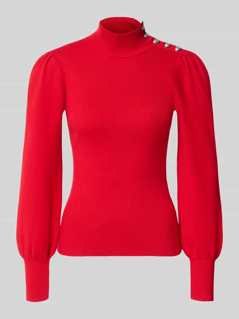 Slim fit pullover met col van mix van katoen en modal