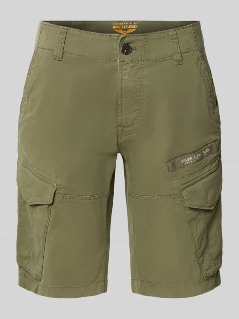 PME Legend Slim fit korte cargobroek met labelprint model 'NORDROP'