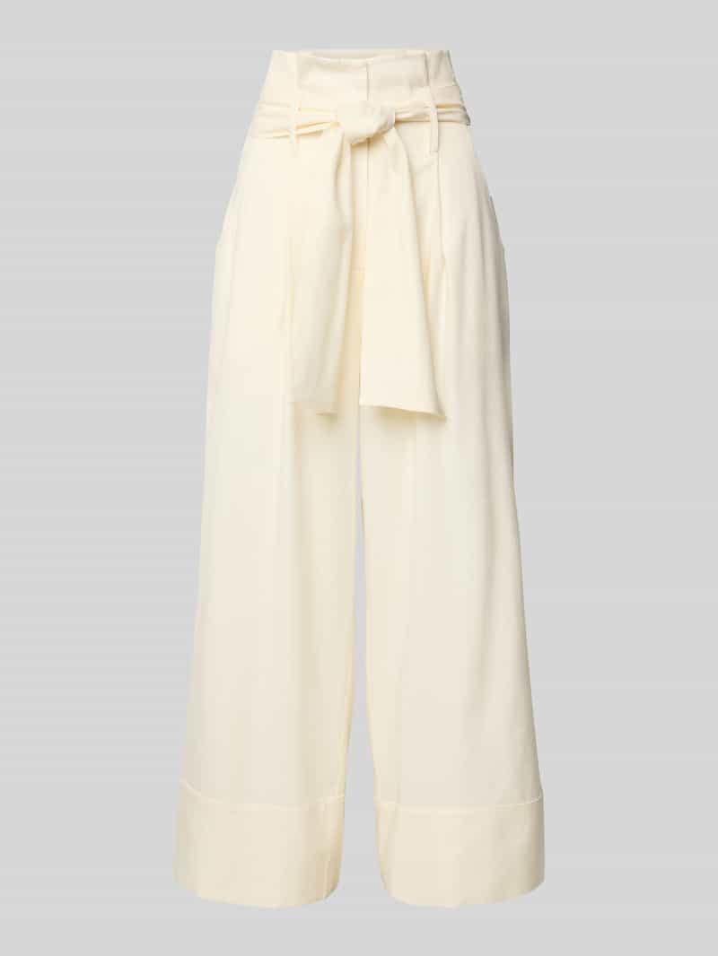 More Wide leg linnen broek met strikceintuur