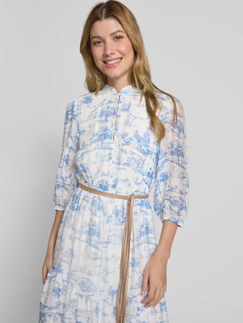 Christian Berg Woman Selection Knielange jurk van viscosemix met strikceintuur