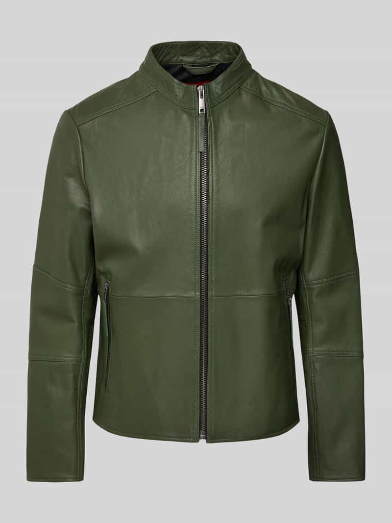 HUGO Leren jack met opstaande kraag model 'Lokis'