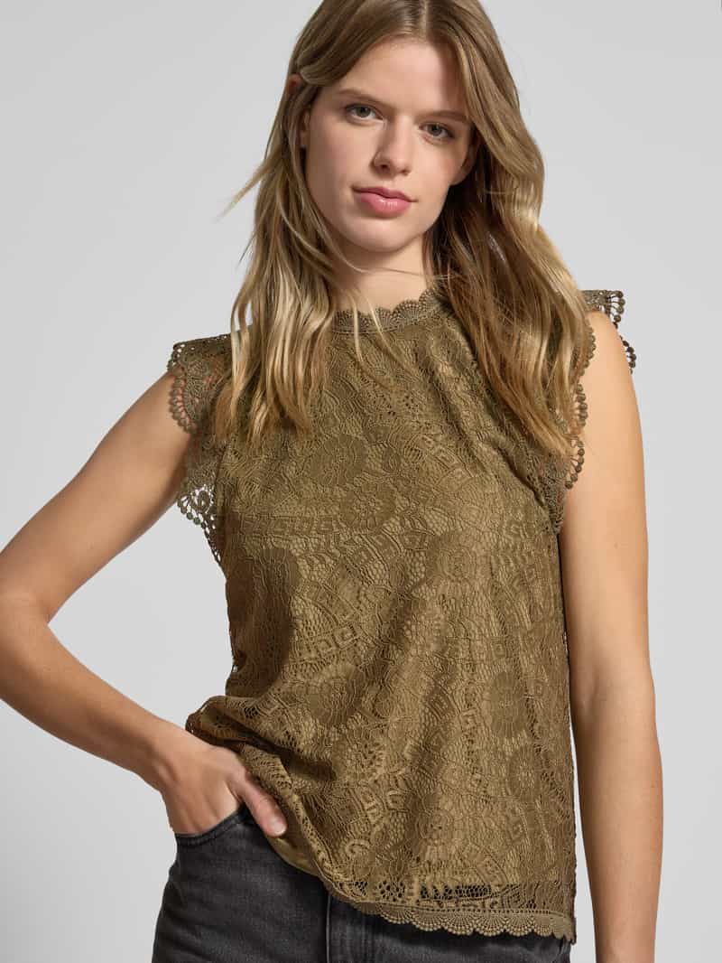 Pieces Regular fit top met kant model 'COLLINE'