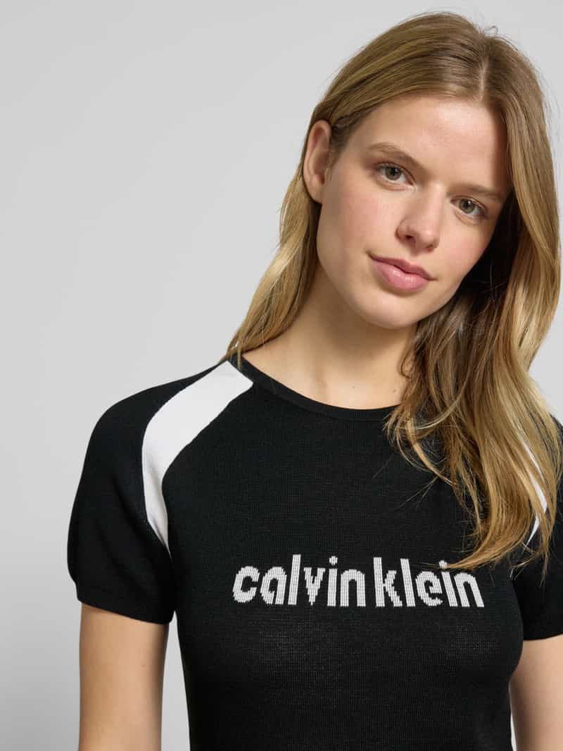 Calvin Klein Jeans Gebreid shirt met label en ronde hals