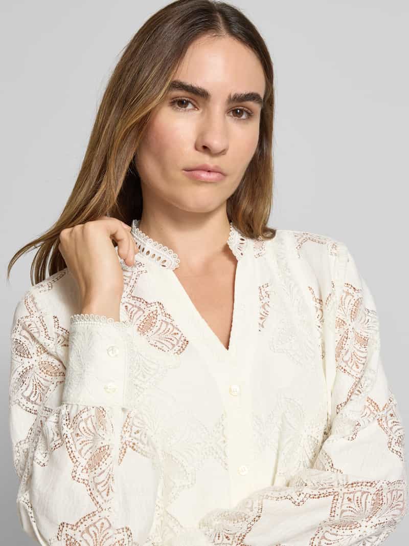 MOS MOSH Regular fit blouse met broderie anglaise model 'Monia'