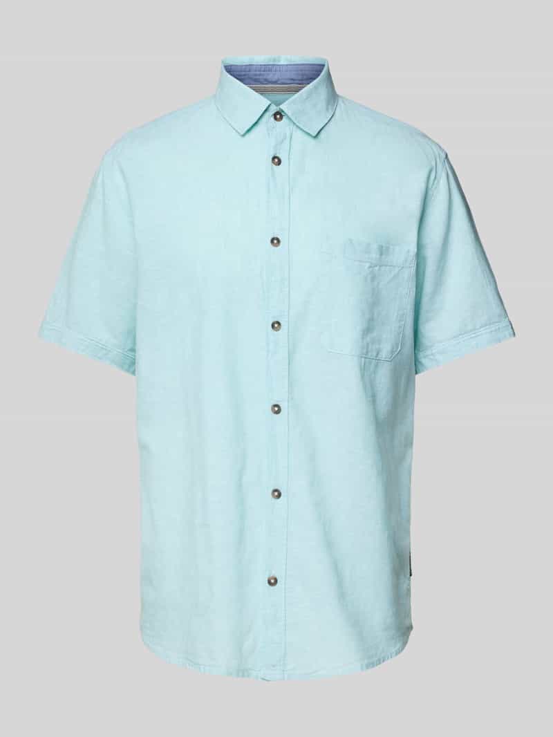 Tom Tailor Regular fit linnen overhemd met korte mouwen