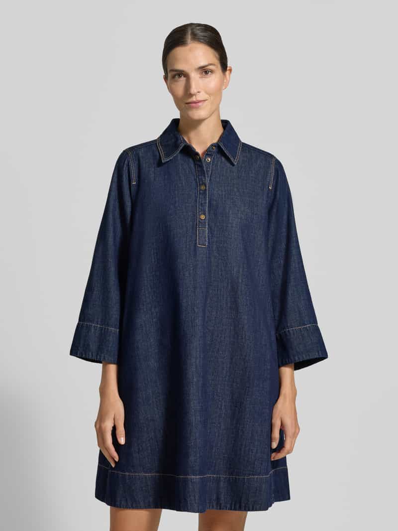 Christian Berg Woman Knelange denimjurk met overhemdkraag