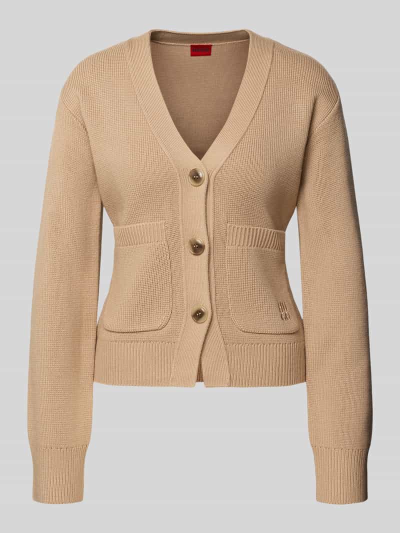 HUGO Slim fit gebreid jack van scheerwolmix model 'SELOSINA'