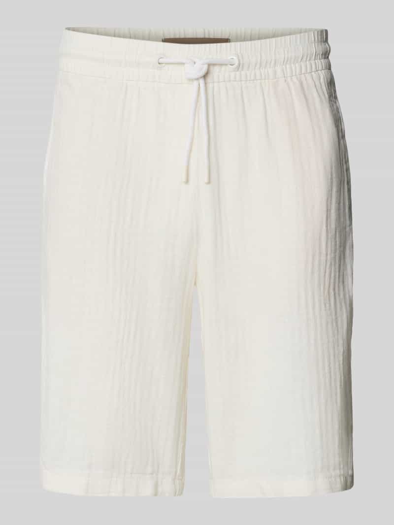 Blend Regular fit korte linnen broek met tunnelkoord model 'MORGAN'
