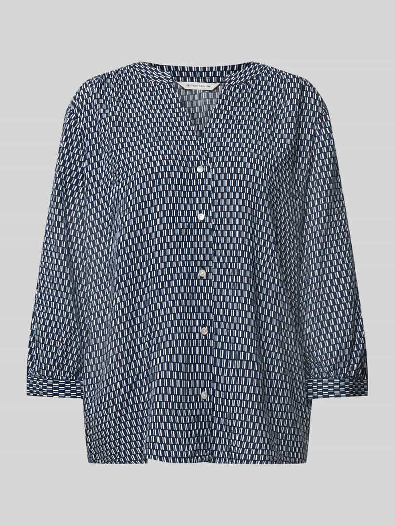 Tom Tailor Loose fit blouse met korte mouwen van pure viscose met all-over motief